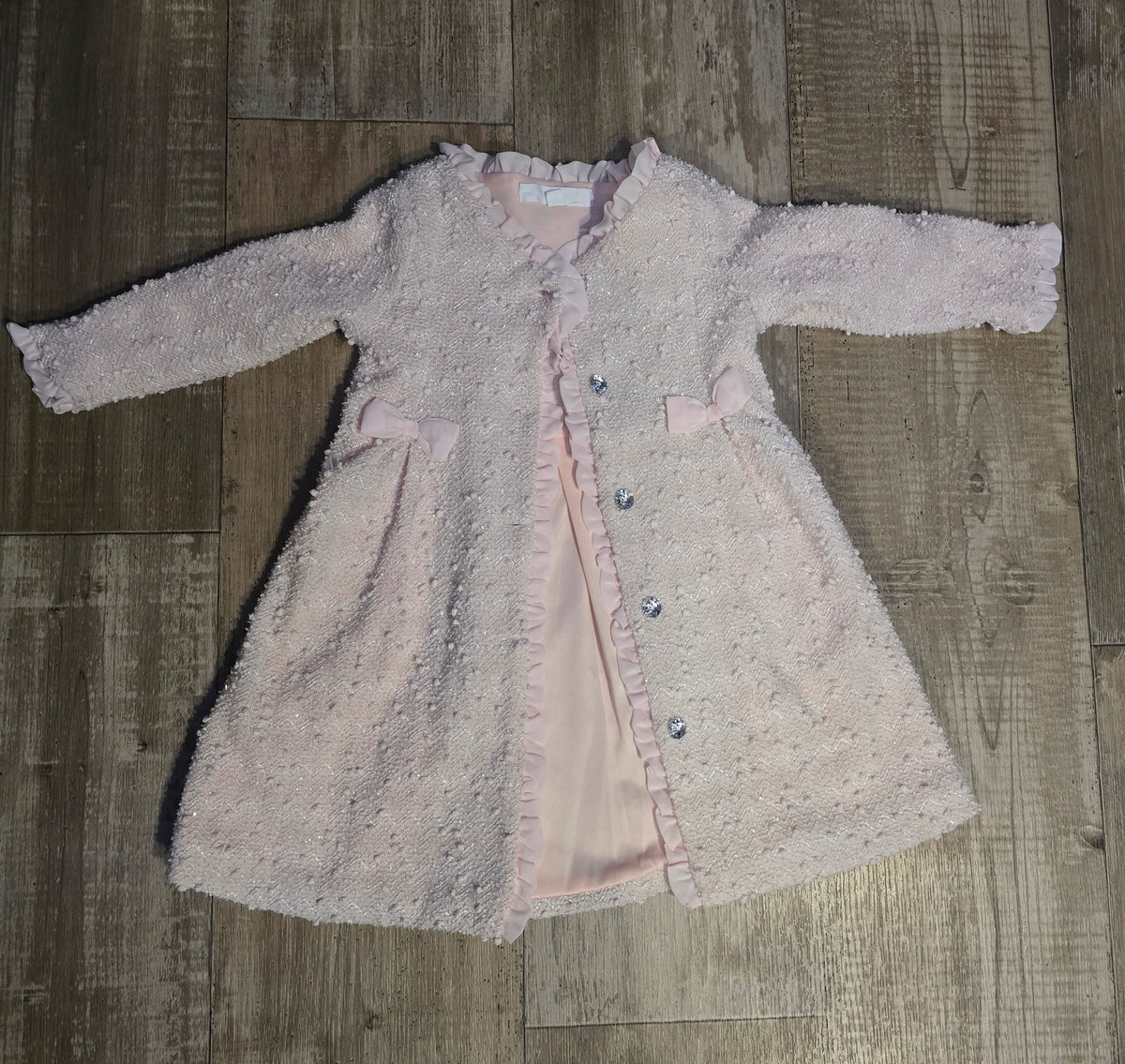 Girls Tweed Formal Dress & Long Sleeve Coat Set – 24M