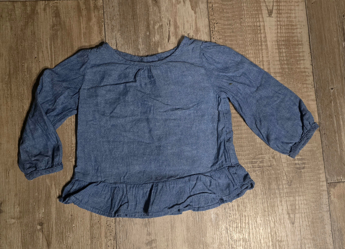 Gap Girls Long-Sleeve Blouse Ruffle Hem – Size 2T