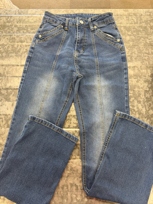 Blue Seamed Jeans - S 10/12