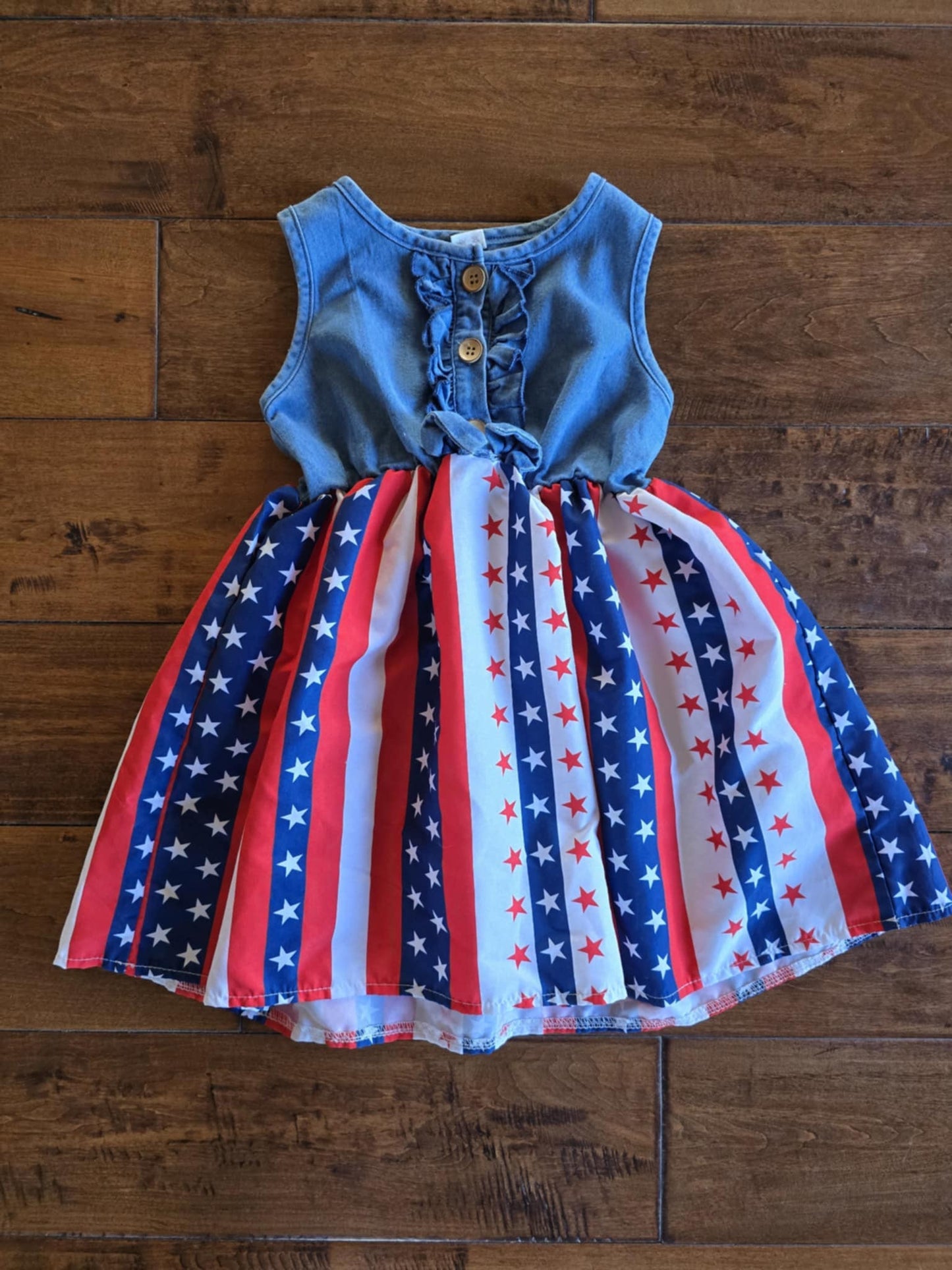 Denim Patriotic Tank Dress-3/4T