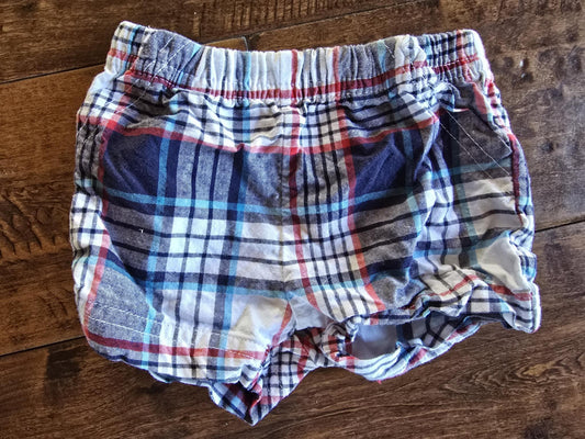 Child of Mine Plaid Pull-On Shorts-0/3M