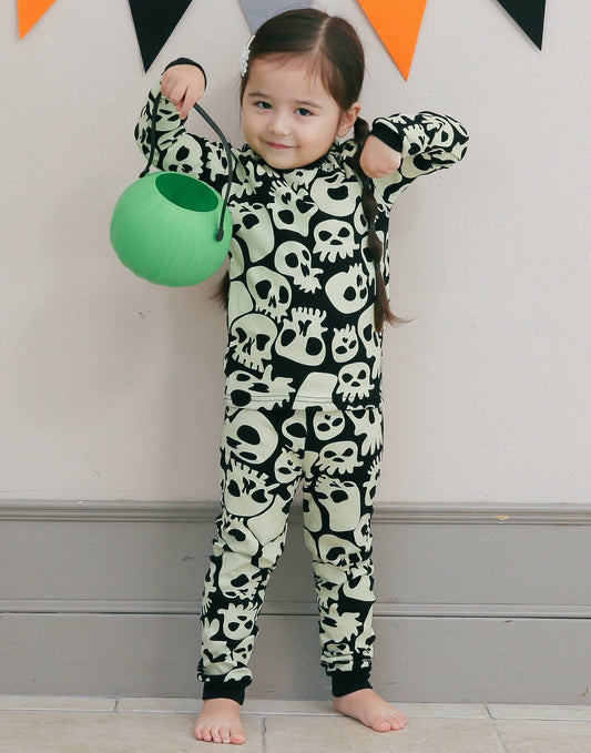 Skull Boom Halloween Cotton Long Sleeve PJs-C