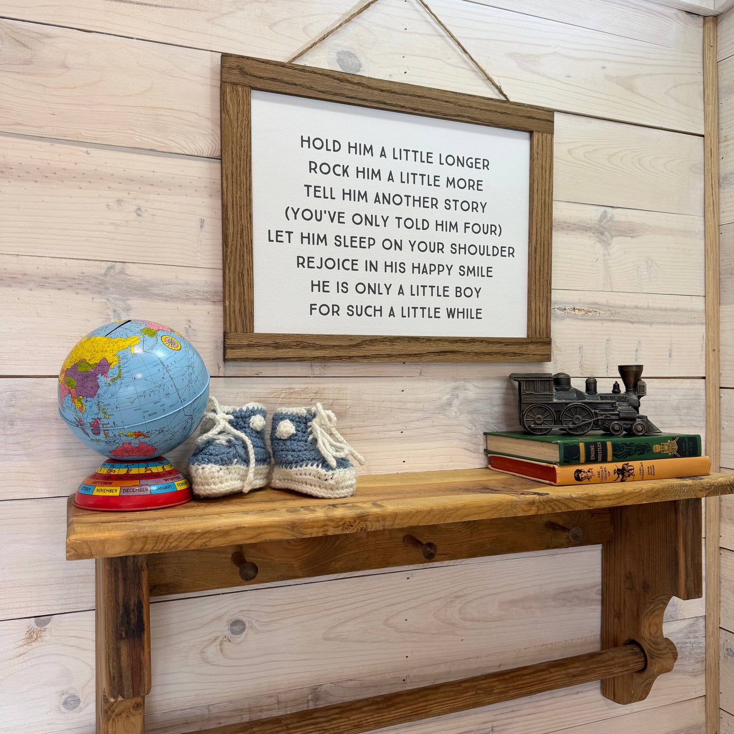 Hold Him a Little Longer Canvas Wood Sign