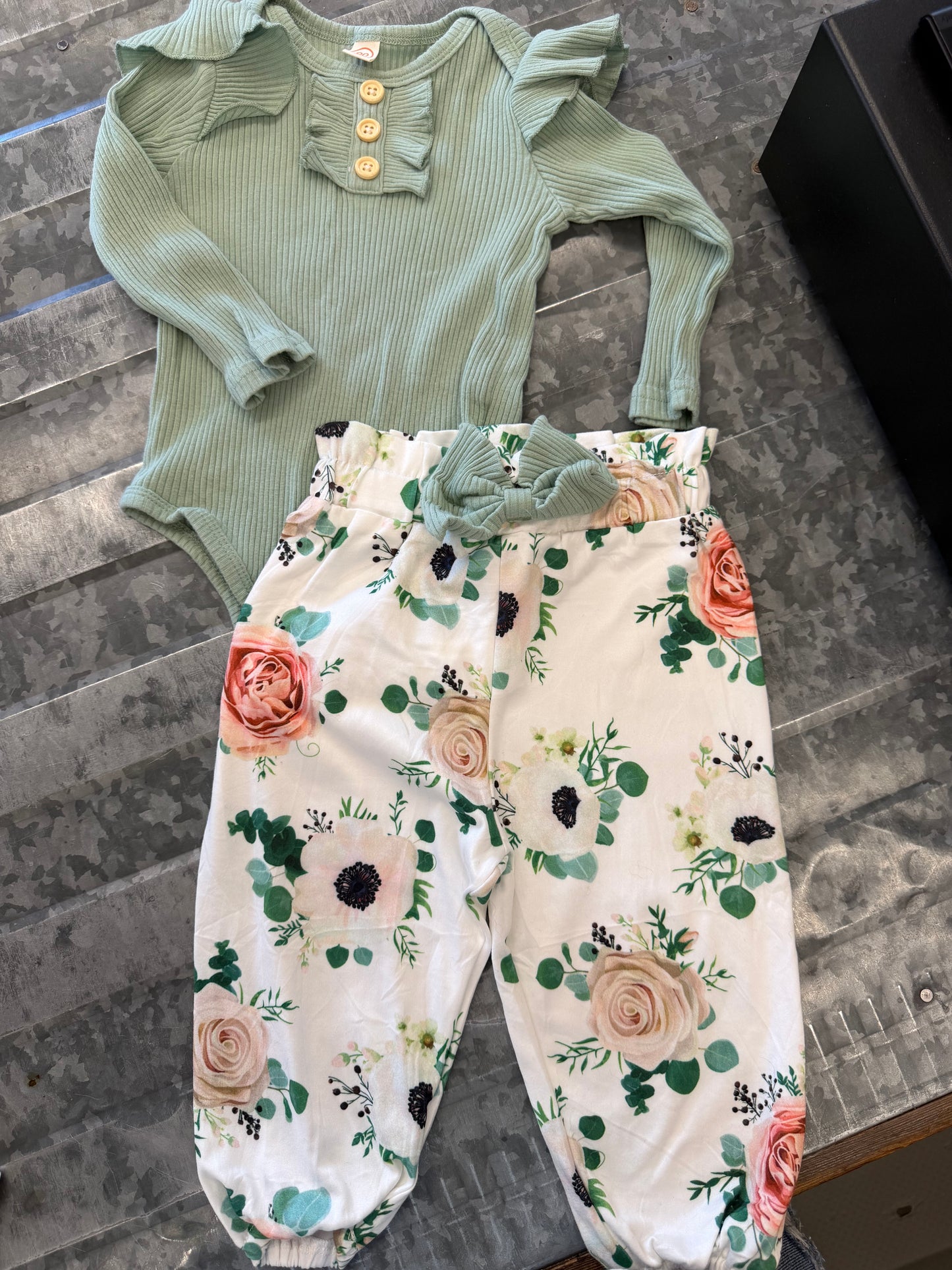 Sage Green Floral Set - 12/18M