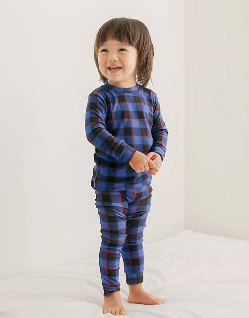 Modal Window Check Blue Long Sleeve PJs