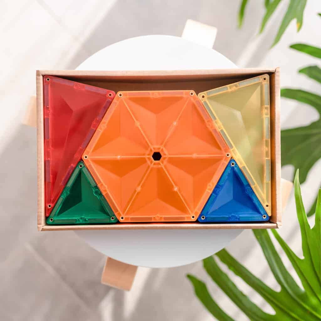 CONNETIX Magnetic Tiles Rainbow Geometry Pack, 30 Pieces