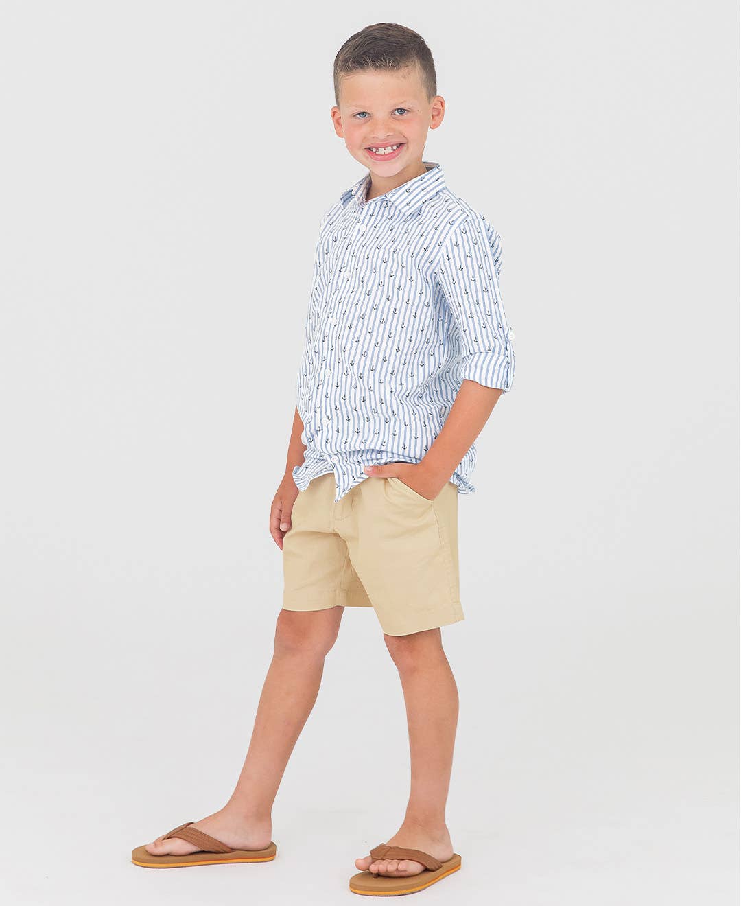 Boys Khaki Stretch Chino Shorts