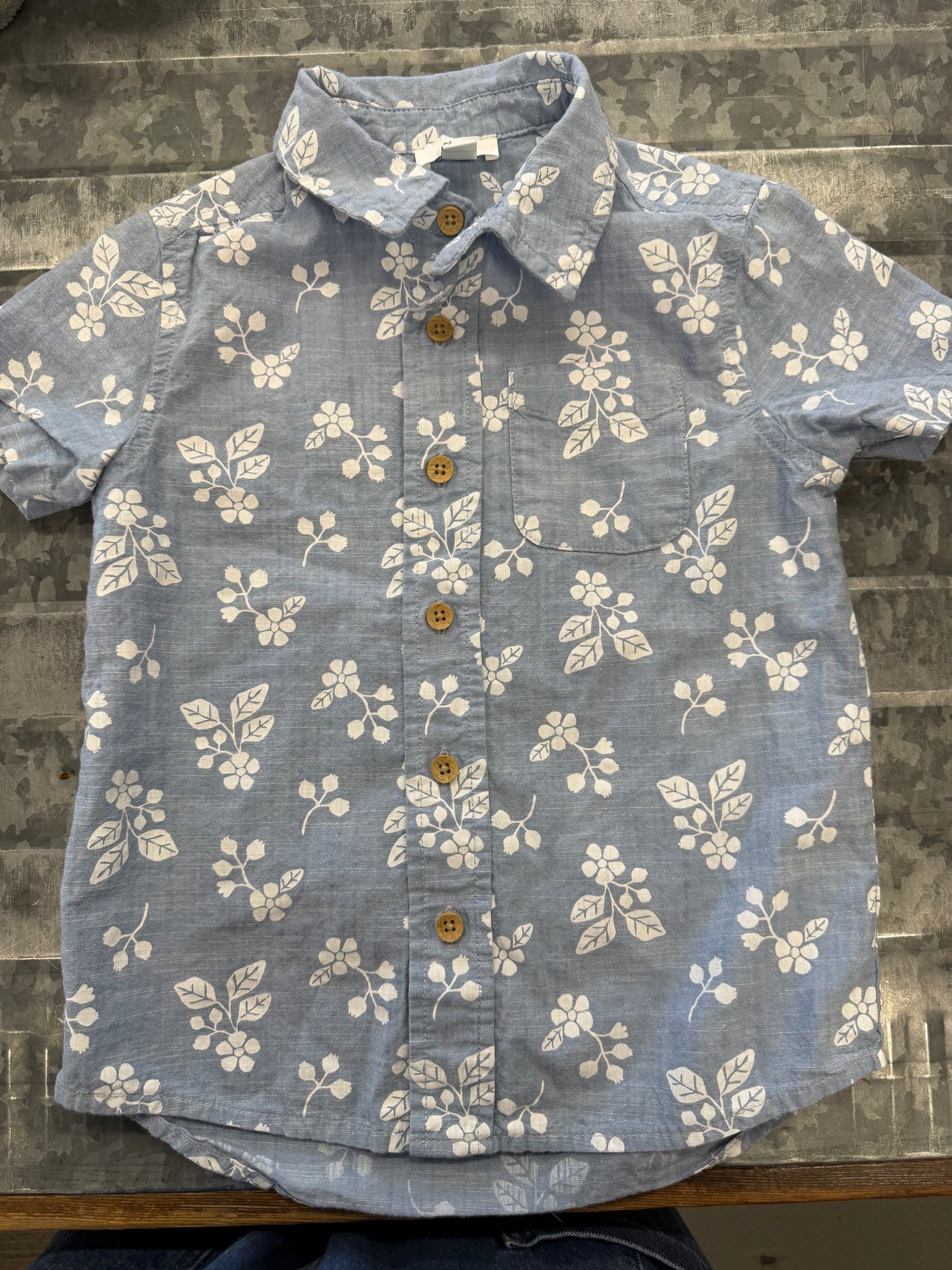 DIP Hawaiian Blue Button Shirt - 4/5