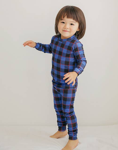 Modal Window Check Blue Long Sleeve PJs