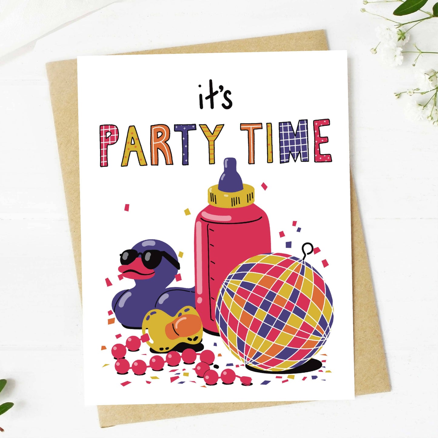 "It's Party Time" Baby Card