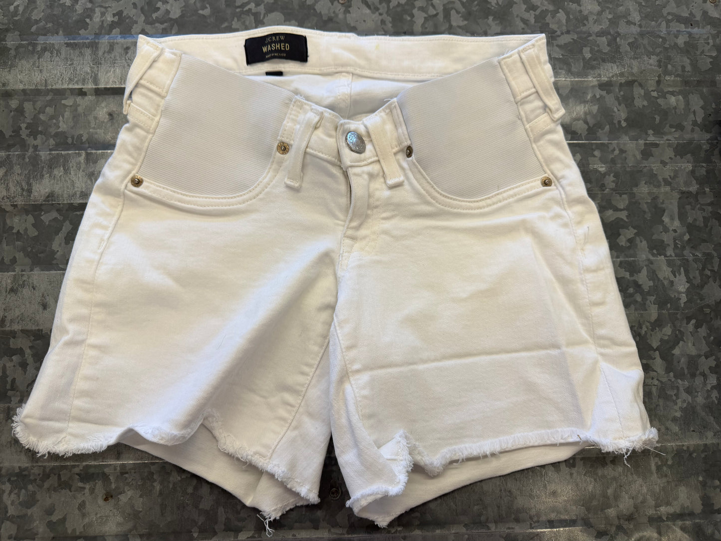 J. Crew Washed White Maternity Shorts - 26