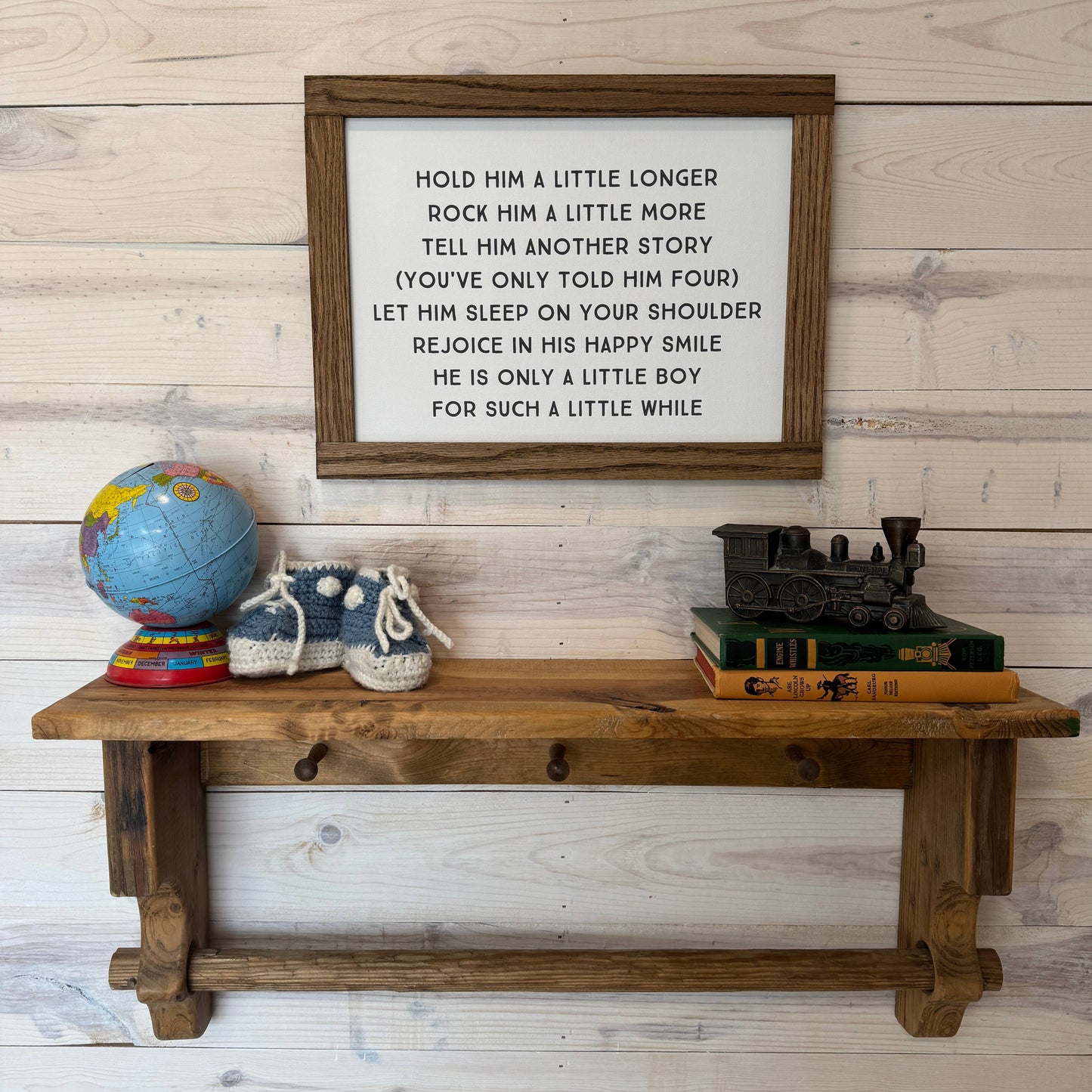 Hold Him a Little Longer Canvas Wood Sign