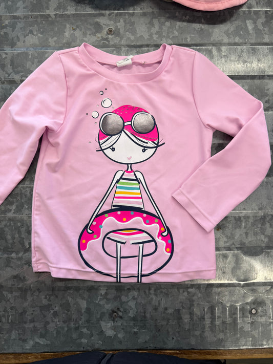 Baby Gap LS Pink Swim Shirt - 2T