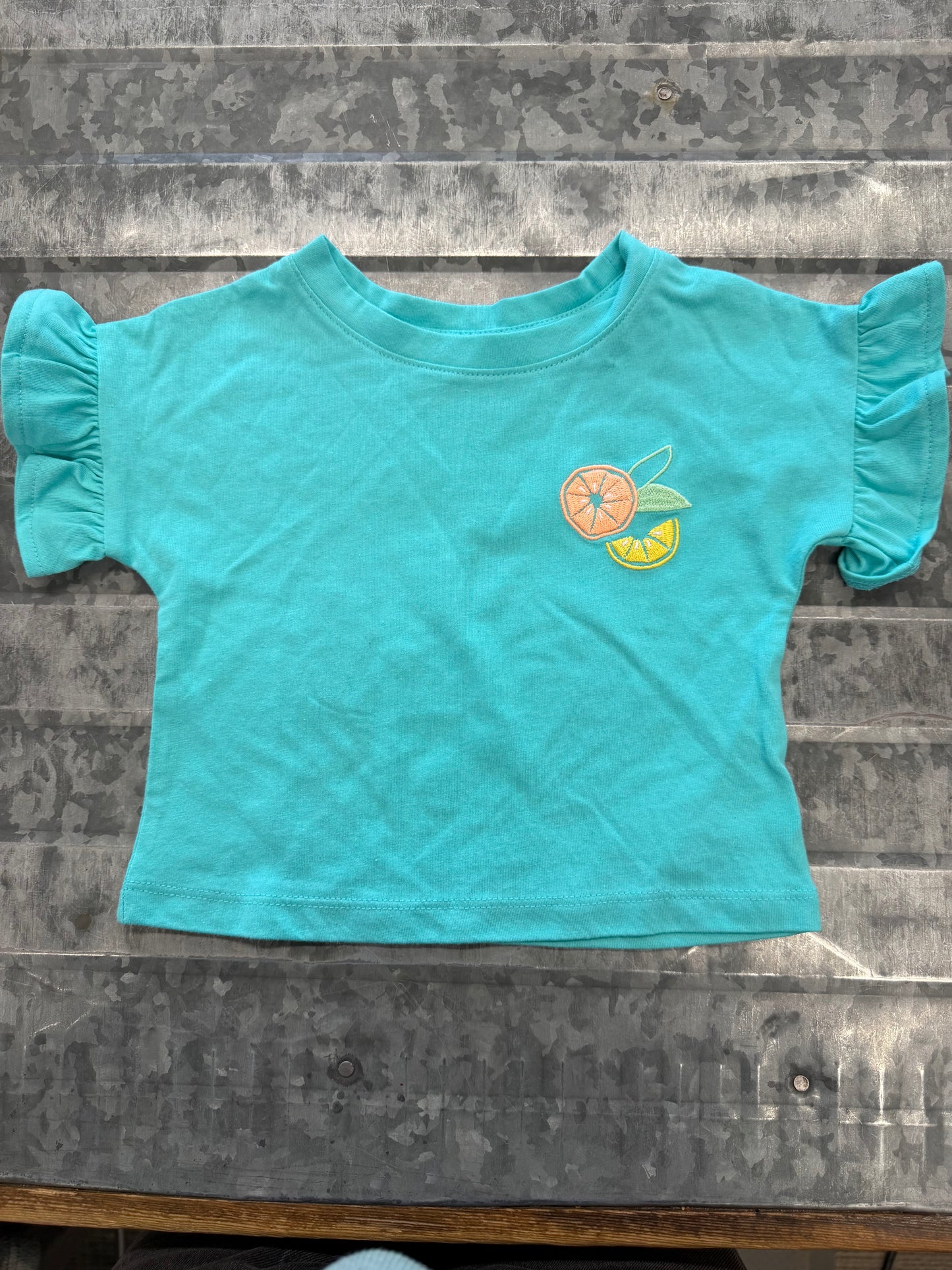 Cat&Jack Ruffle Sleeve Blue Shirt - 12M