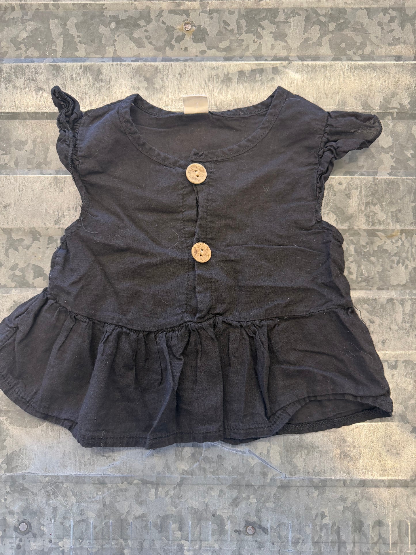 Black Ruffle Shirt - 2T