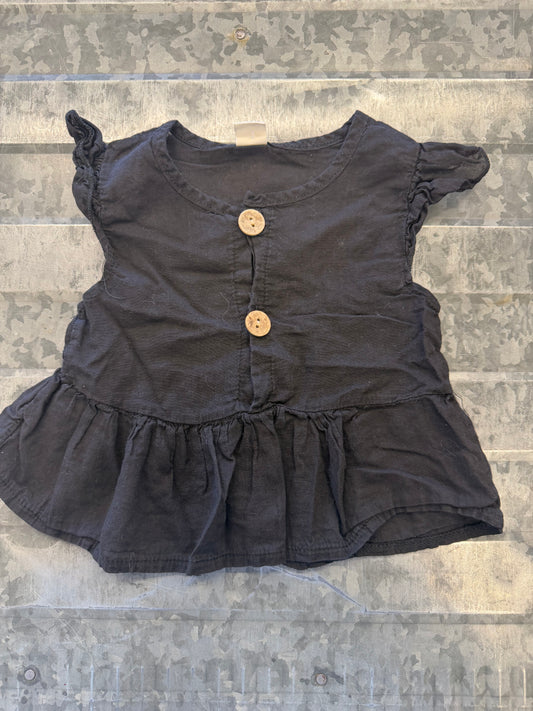 Black Ruffle Shirt - 2T