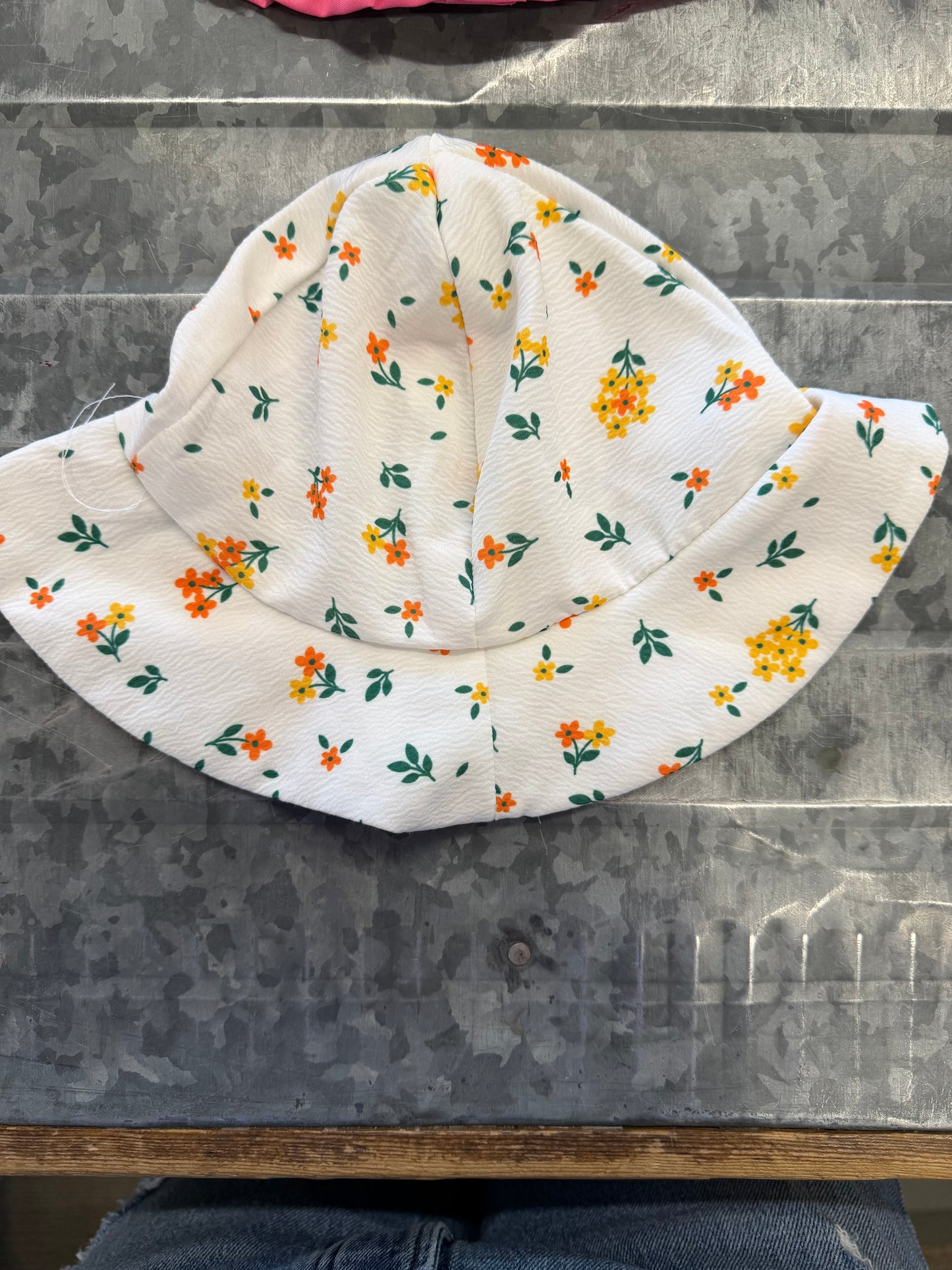 Cream + Floral Sunhat - 12/18M