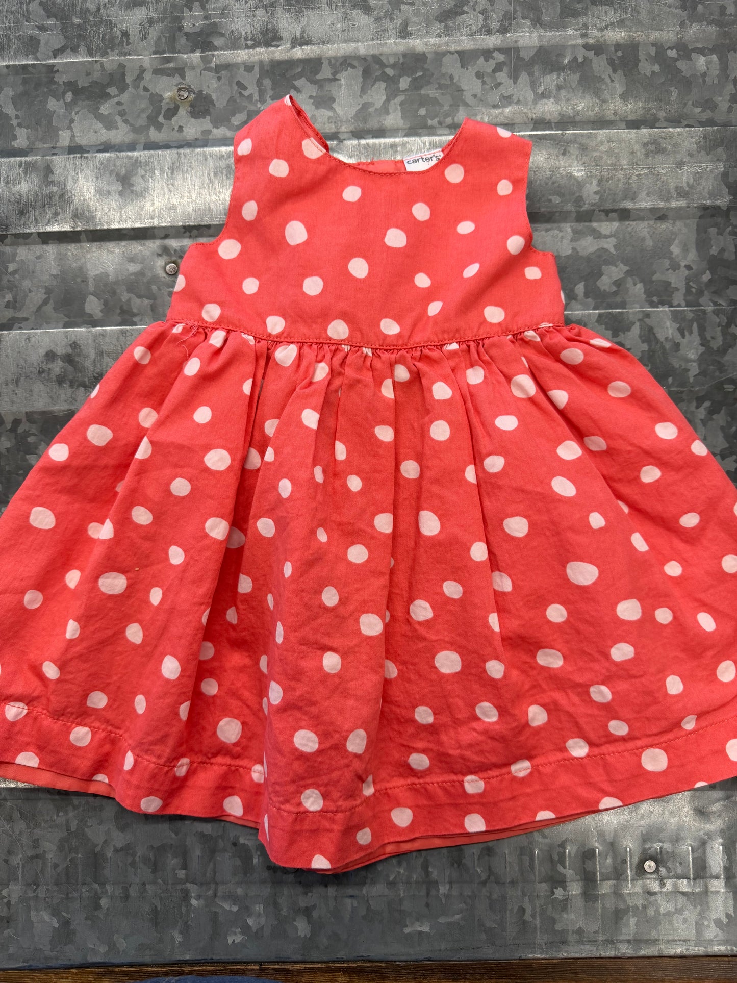 Carter Peach Polkadot Dress - 6M