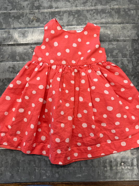 Carter Peach Polkadot Dress - 6M