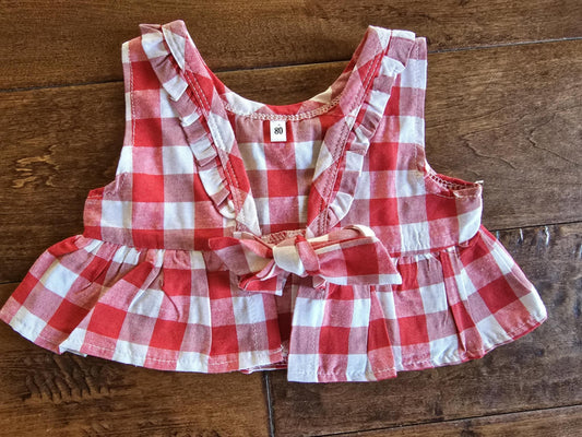 Plaid Front Tie Cover Up Vest-6/12M