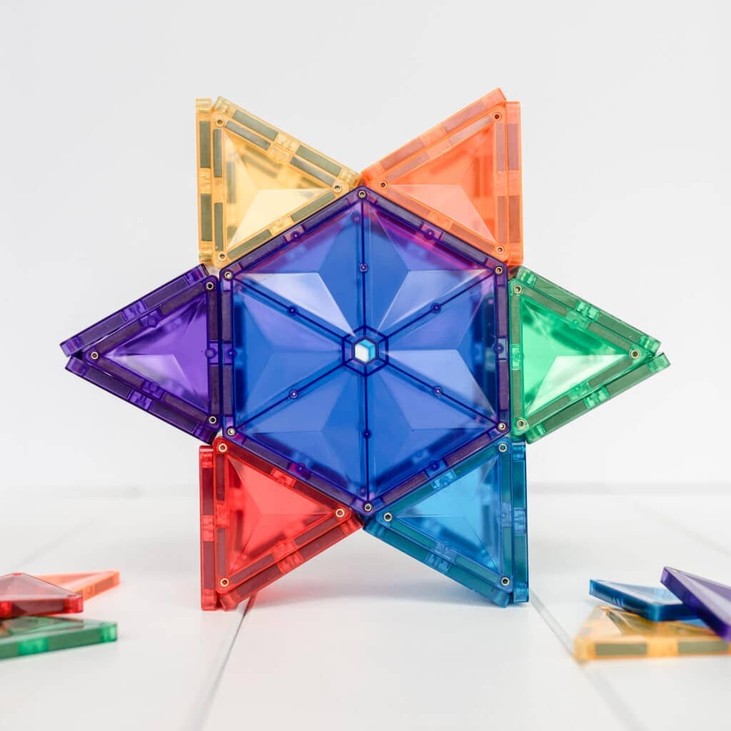 CONNETIX Magnetic Tiles Rainbow Geometry Pack, 30 Pieces