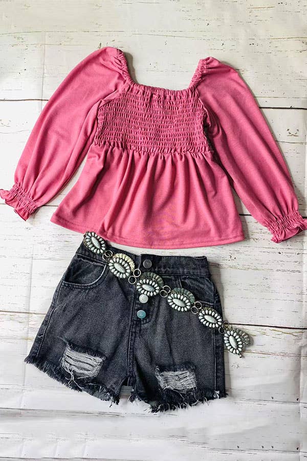 Mauve Long Sleeve Ruffle Blouse