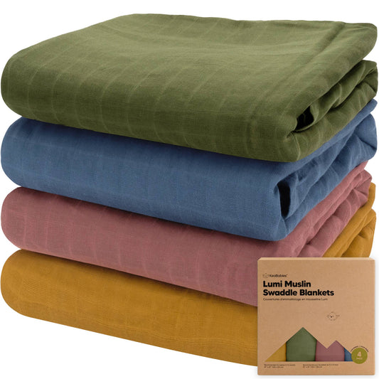 4pk Muslin Swaddle Blankets - Earth