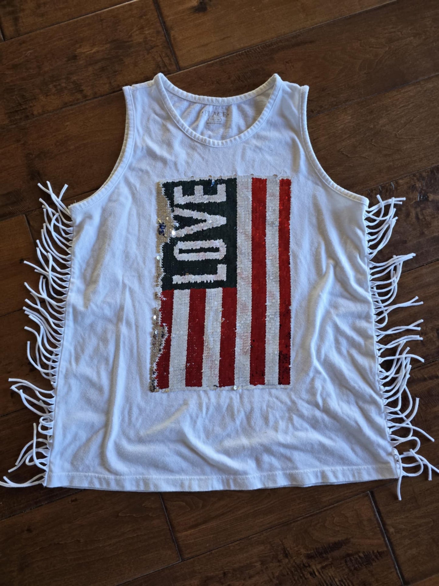 Place Patriotic Duel Sequin Flag Tank-16