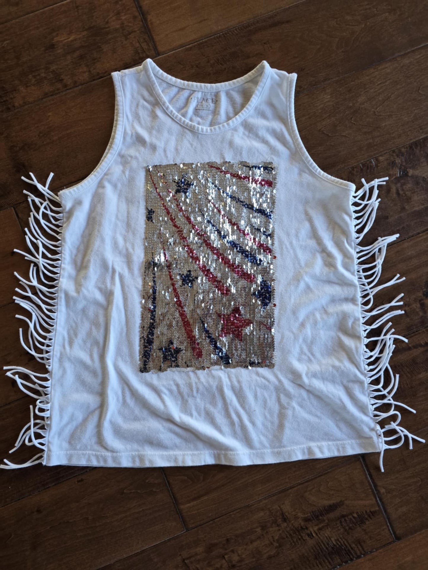 Place Patriotic Duel Sequin Flag Tank-16