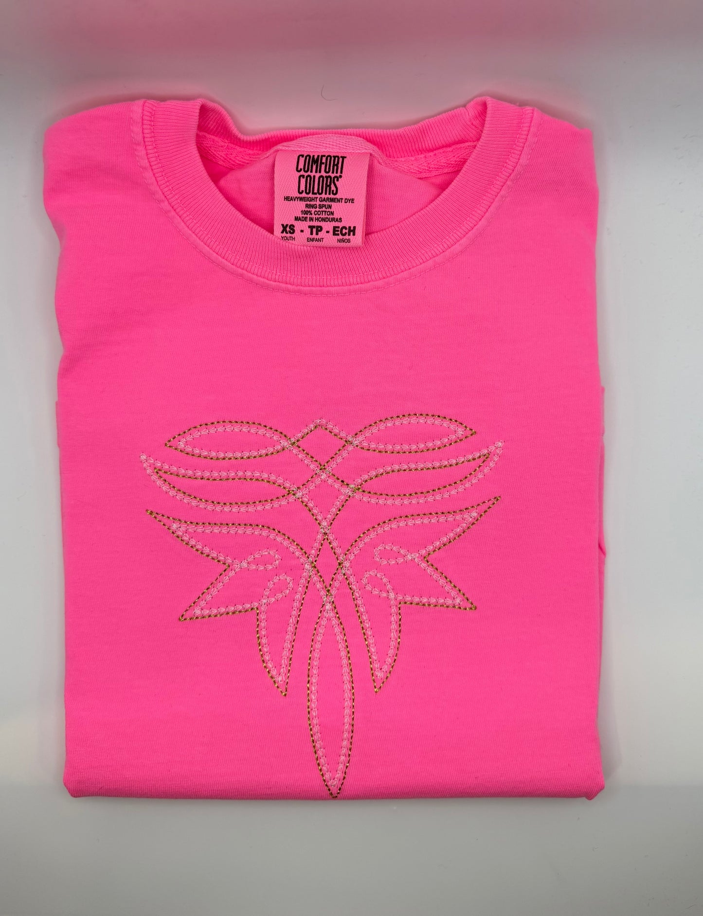 Neon Pink Boot Stitch Tee
