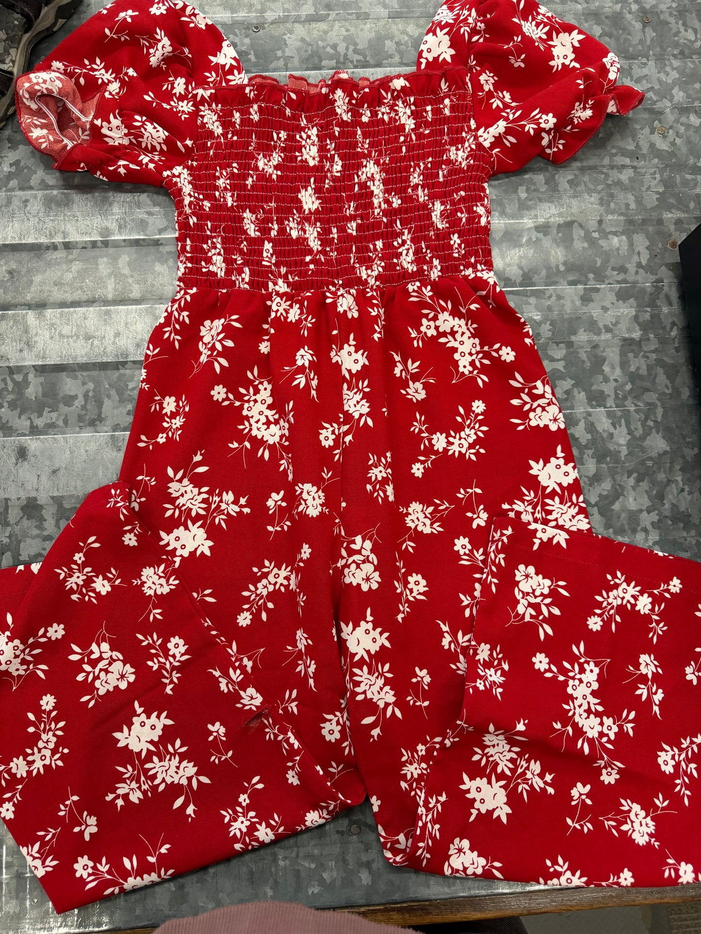 Red Floral Print Ruffle Sleeve Jumper (imperf) - 5