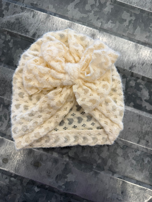 Cream Lace Bow Hat