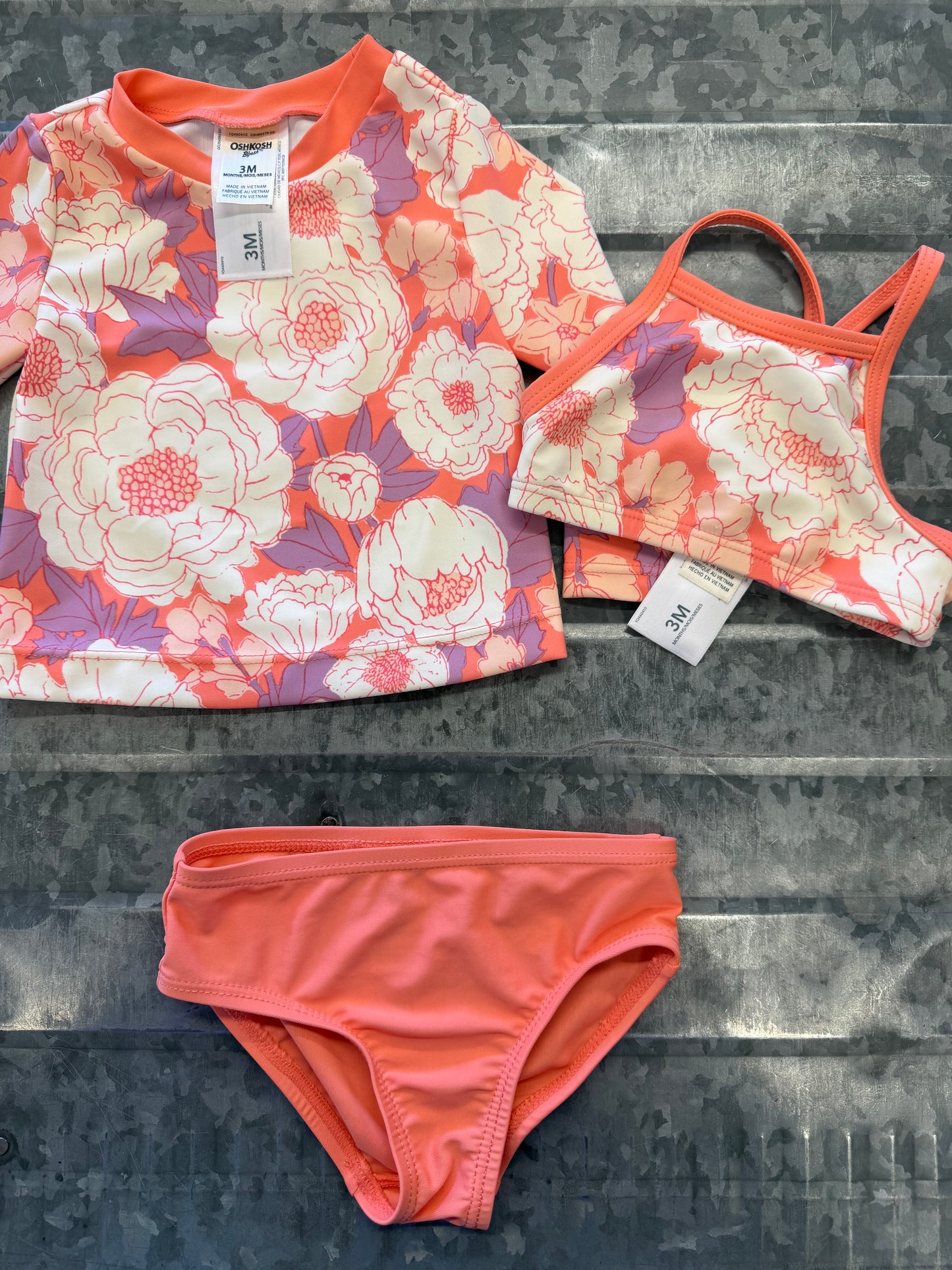 OshKosh 3pc Peach Swimset - 3M
