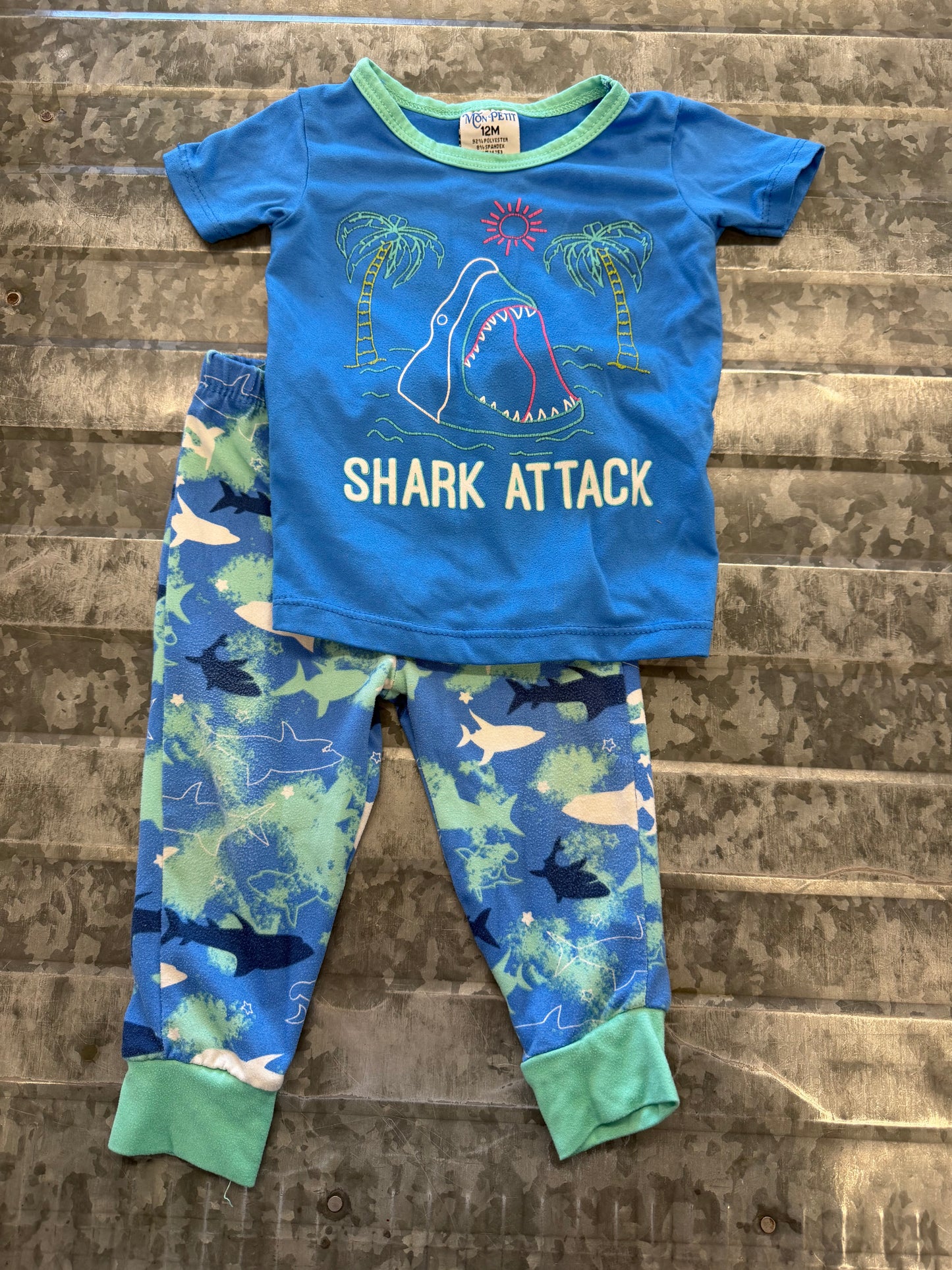 Mon Petit Shark PJ Set - 12M