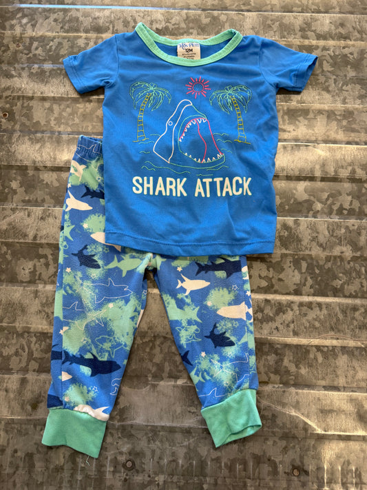 Mon Petit Shark PJ Set - 12M