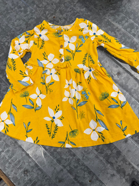 Carters LS Yellow Dress - 18M