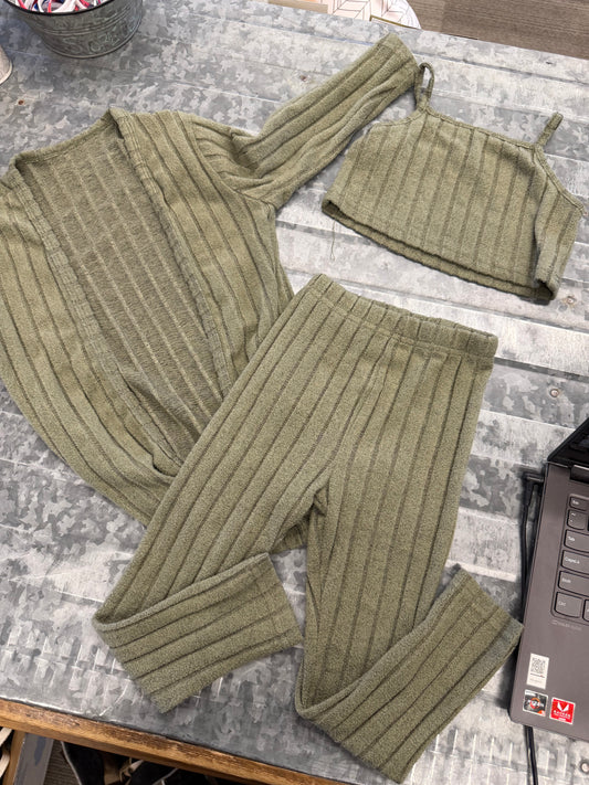 3pc Olive Green Comfy Set - 3/4Y