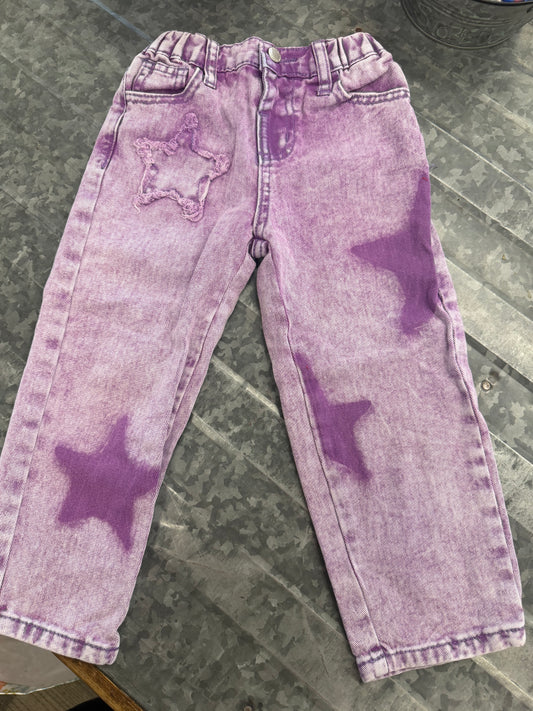 Shein Purple Star Jeans - 4Y