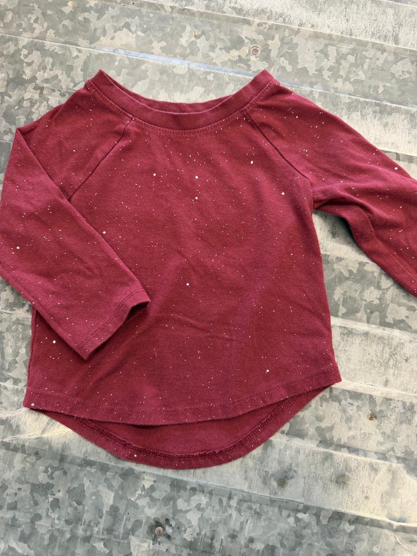 Cat&Jack LS Burgandy Shirt - 12M