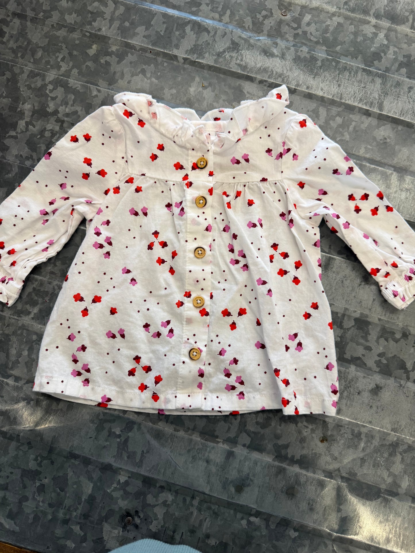 Cat&Jack Ruffle Button Up Blouse - 3/6M