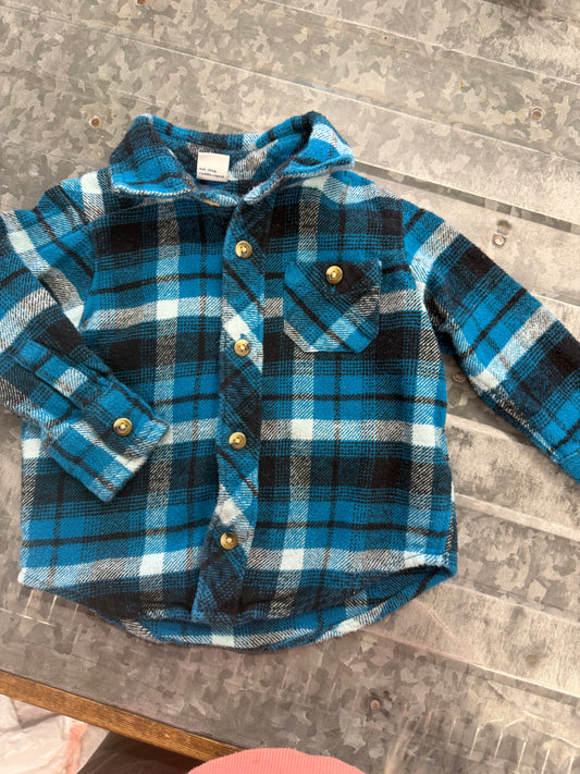 Old Navy Blue Flannel Shirt - 12/18M