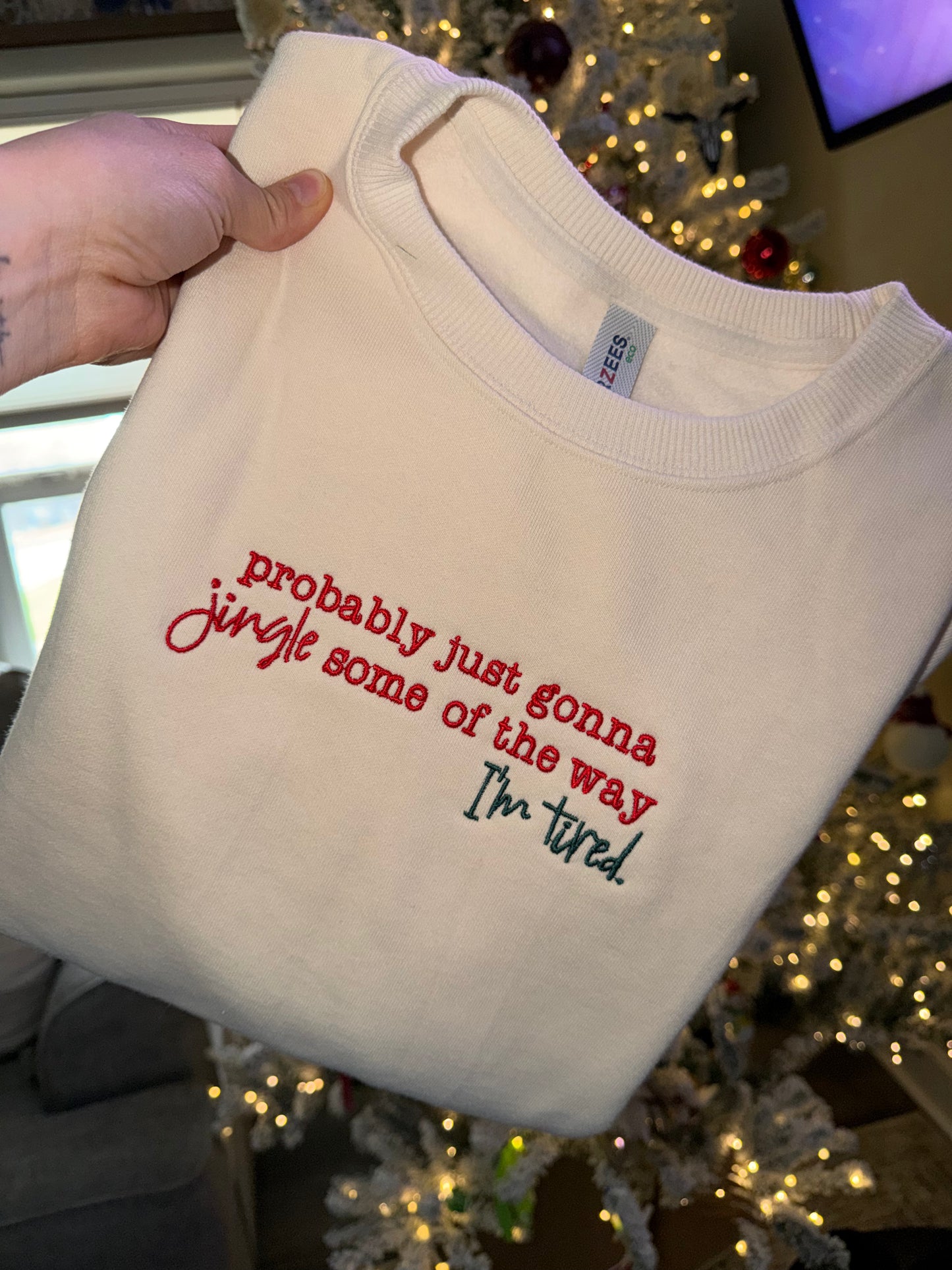 Im Tired Crewneck Sweater - Cream