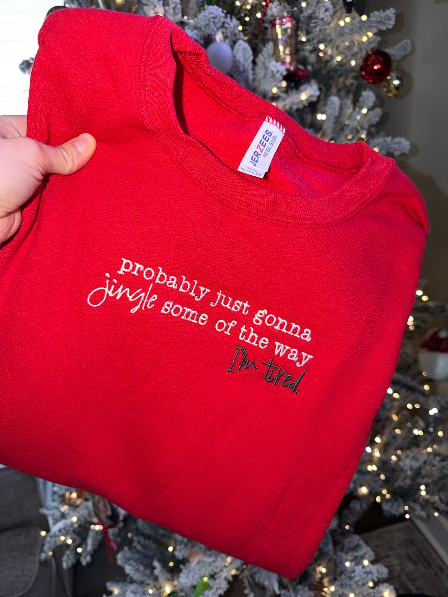 Im Tired Crewneck Sweater - Red