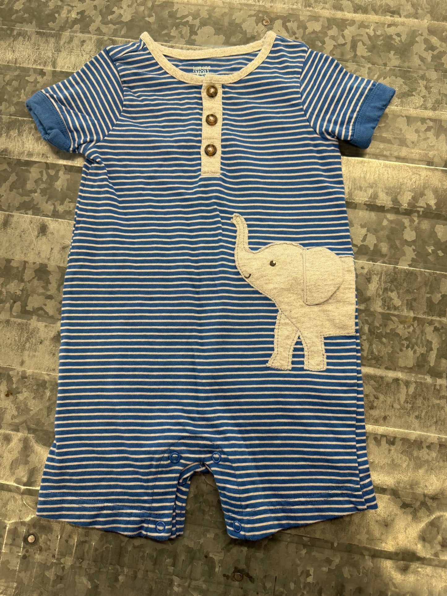 JOY Elephant Striped Romper - 9M