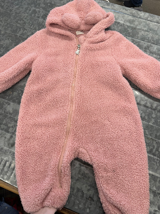 Fuzzy Pink Winter Suit - 24M