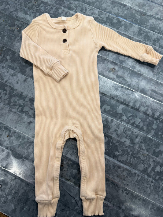 Cream Button Sleeper - 6M
