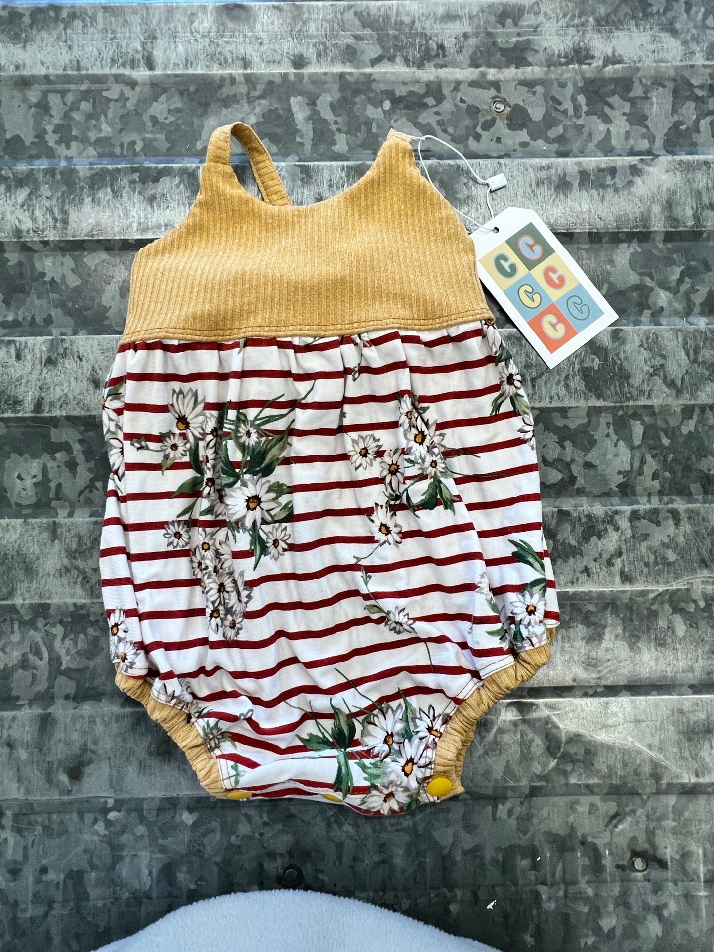 NWT Red Striped Romper- 6/9M