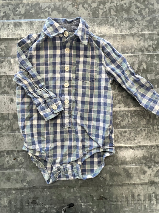 OshKosh Pastel Plaid Onesie - 12M