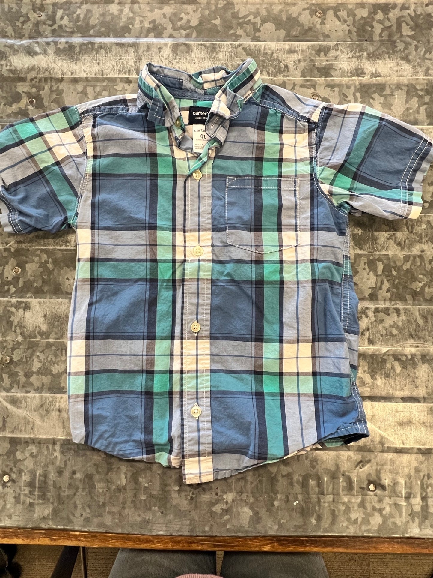 Carter Plaid SS Shirt - 4T