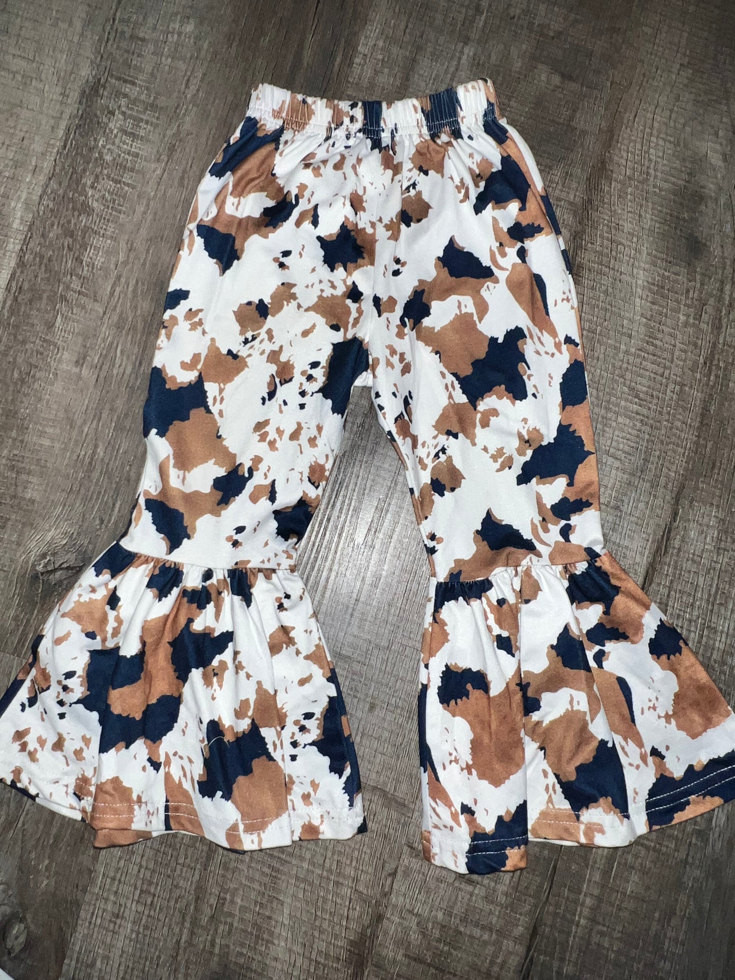 Cow Print Bell Bottom Pants - 2T